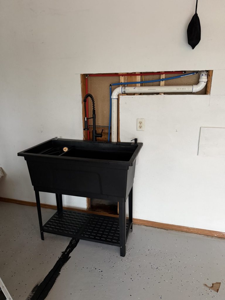 Home utility area on a job site